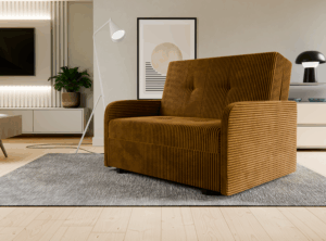 Fotel rozkładany Dwuosobowy z Funkcją Spania i Pojemnikiem na Pościel Sztruks