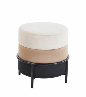 Puf Velvet – okrągły puf do salonu, sypialni i garderoby na metalowym stelażu