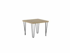 Kwadratowy stolik kawowy dąb artisan – czarne metalowe nogi, styl loft