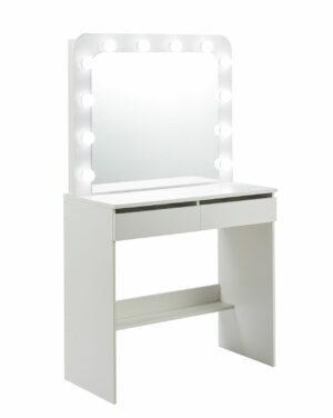 Toaletka z lustrem LED 80 cm – biała, z szufladami, nowoczesna