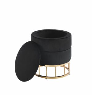 Pufa Velvet z Pojemnikiem 37 cm – Okrągła, Złoty Stelaż, Elegancka