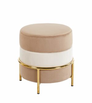 Puf Velvet – Okrągły Puf Tapicerowany na Chromowanym Stelażu, Elegancki Podnóżek do Salonu