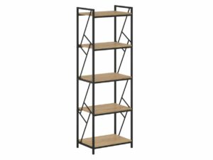 Regał loftowy metalowy 180 × 60 × 40 cm – dąb sonoma / dąb naturalny, czarny lub biały stelaż