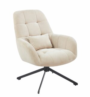 Obracany fotel wypoczynkowy 360° – nowoczesny fotel do salonu z poduszką na metalowej podstawie