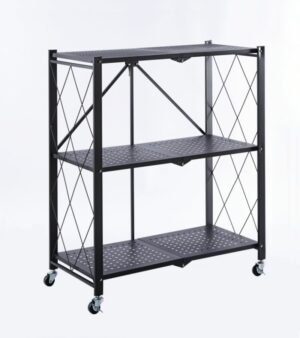 Regał metalowy na kółkach 71 × 36 × 84 cm – biały / czarny