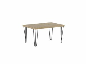 Stolik kawowy dąb artisan – prostokątny, czarne metalowe nogi, styl loft