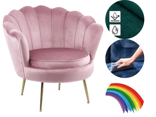 Shell fotel wypoczynkowy do salony tapicerowany różowy muszla