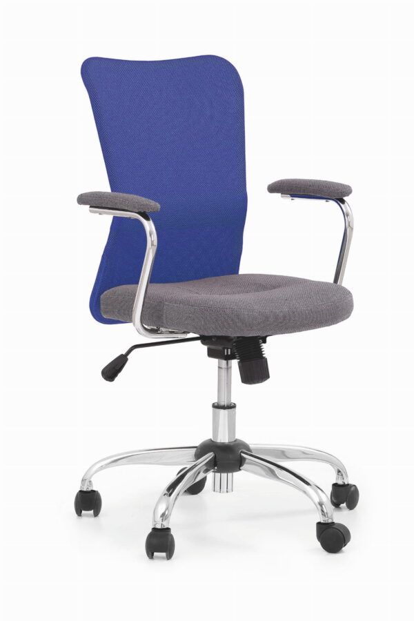 ANDY-fotel młodzieżowy popielaty / niebieski, obrotowy fotel, fotel do biurka