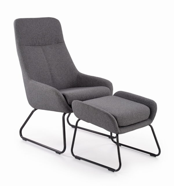 BOLERO-fotel z podnóżkiem, szary fotel, fotel wypoczynkowy