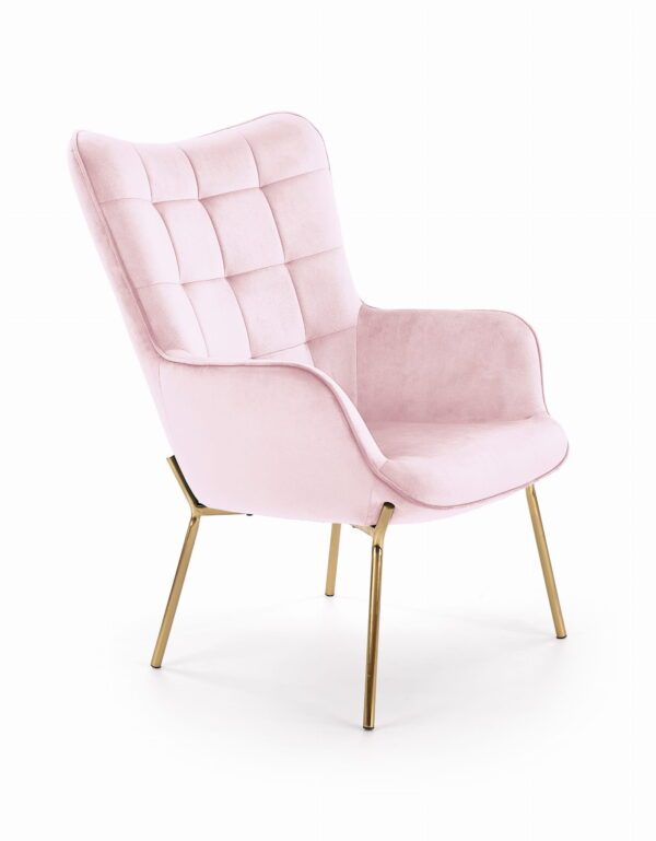 CASTEL 2 fotel wypoczynkowy, tapicerowany fotel do salonu, pudrowy róż
