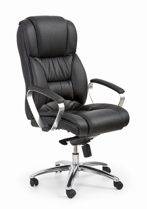 FOSTER fotel obrotowy czarny – skóra krzesło obrotowe