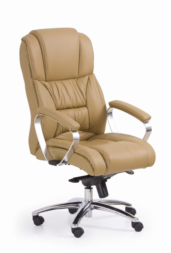 FOSTER fotel obrotowy jasny brąz – skóra krzesło obrotowe