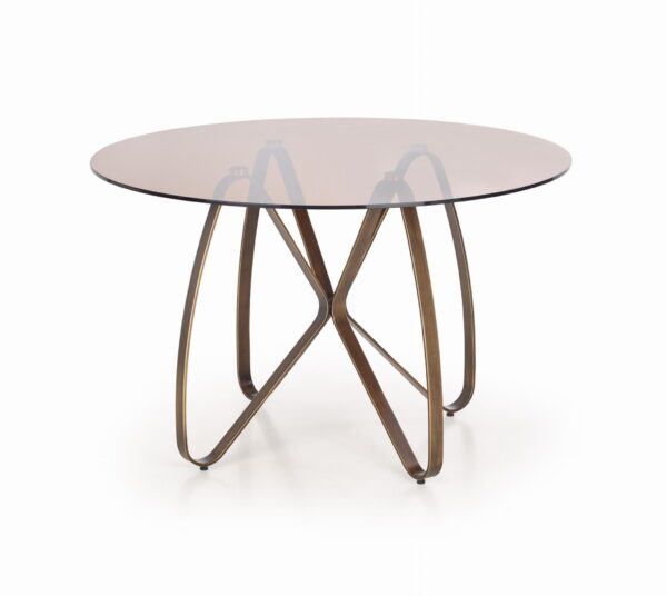 LUNGO stół złoty/brązowy okrągły szklany stół do salonu
