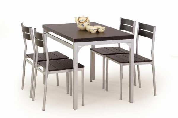 MALCOLM zestaw stół + 4 krzesła wenge stół z krzesłami do jadalni