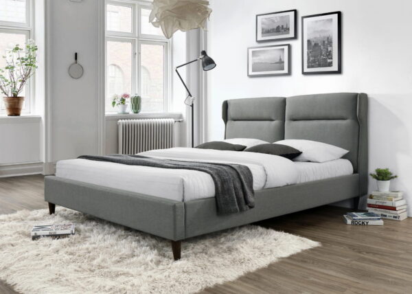 SANTINO łóżko 160×200 cm szare łóżko z zagłowiem