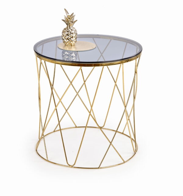 Ława SELENA 55×55 dymiona/złota glamour stolik kawowy