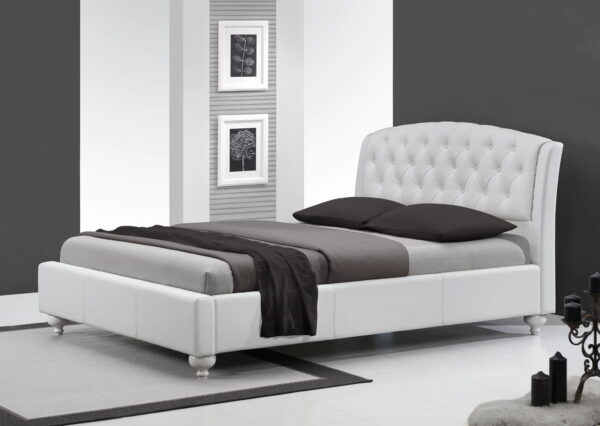 SOFIA łóżko 160×200 cm biały łóżko dwuosobowe z zagłowiem