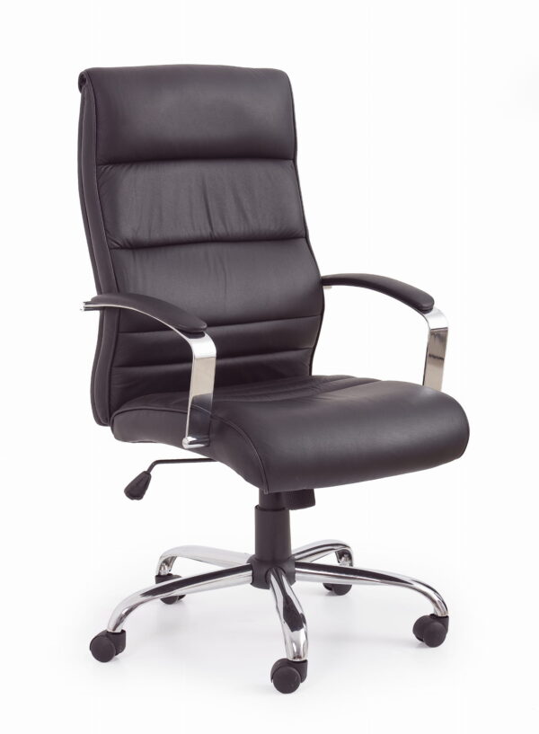 TEKSAS fotel obrotowy czarny krzesło obrotowe skóra naturalna
