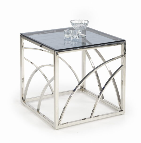 Ława UNIVERSE KWADRAT 55×55 dymiona/srebrna stolik glamour
