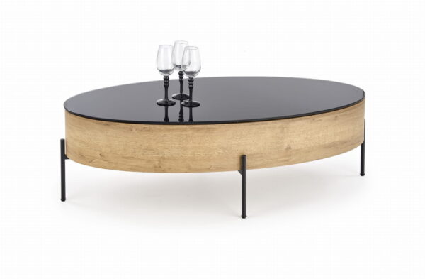 Ława ZENGA 120×60 cm czarna/dąb złoty loftowy stolik kawowy
