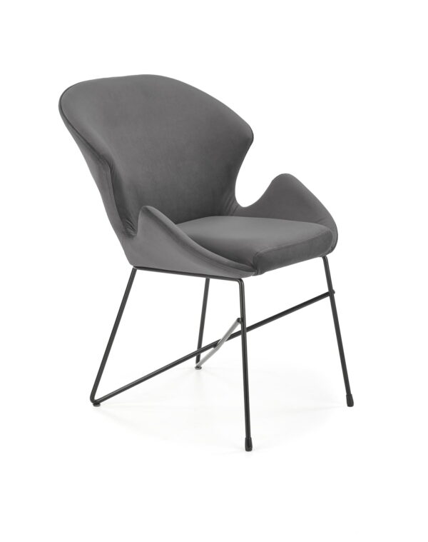 Krzesło K458 VELVET szare loftowe krzesło do salonu lub jadalni