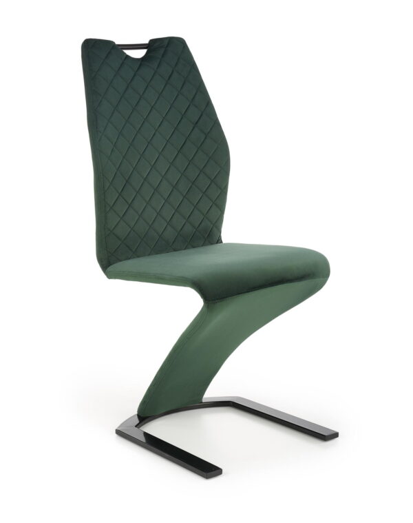 Krzesło K442 VELVET ciemnozielone przeszywane krzesło do salonu