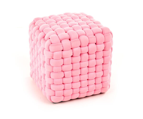 Pufa RUBIK jasnoróżowa podnóżek