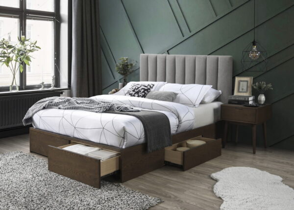 Łóżko GORASHI 160x200CM, łóżko do sypialni, tapicerowane łóżko