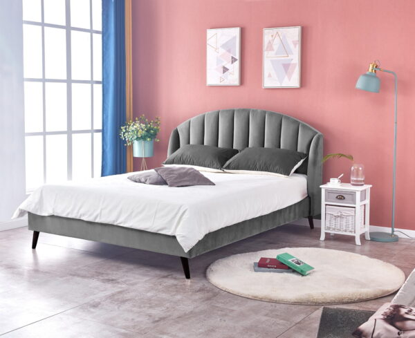 Łóżko YOVELLA 160×200 cm szare łóżko do sypialni