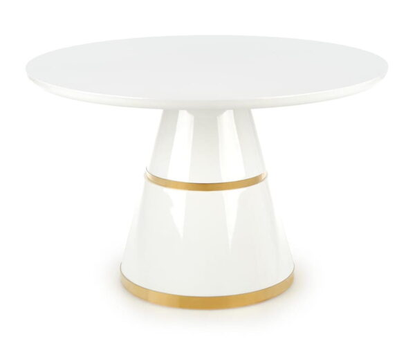 VEGAS-okrągły stół do salonu, pokoju biały nogi złote