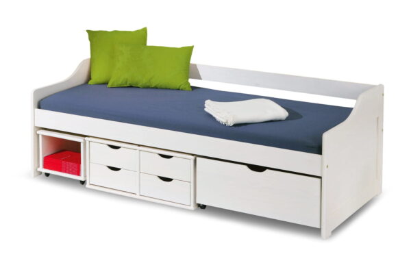 ELORO 2- białe łóżko dla dziecka, łóżko z szufladami