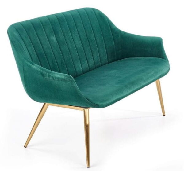 ELEGANCE 2 XL sofa tapicerka – ciemny zielony, nogi – złote kanapa glamour