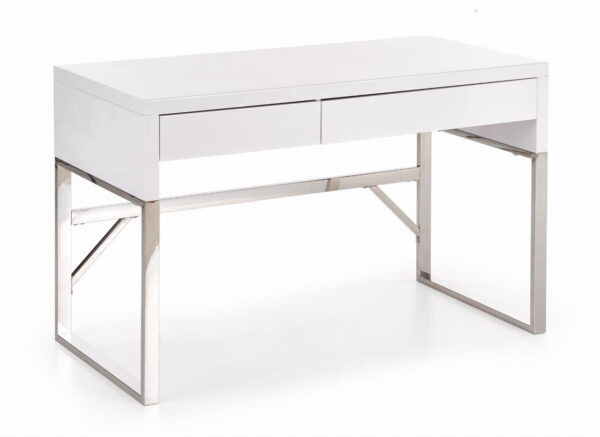 Biurko B32-białe, nogi chrom, nowoczesne biurko do pokoju, glamour, młodzieżowe