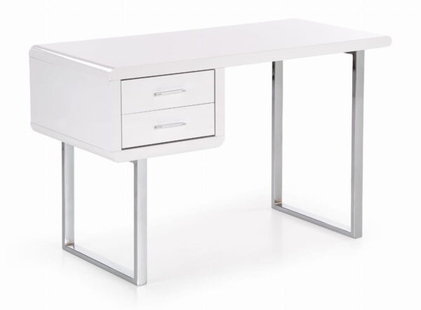 Biurko B30-młodzieżowe biurko do pokoju, białe, chromowe nogi, nowoczesny styl