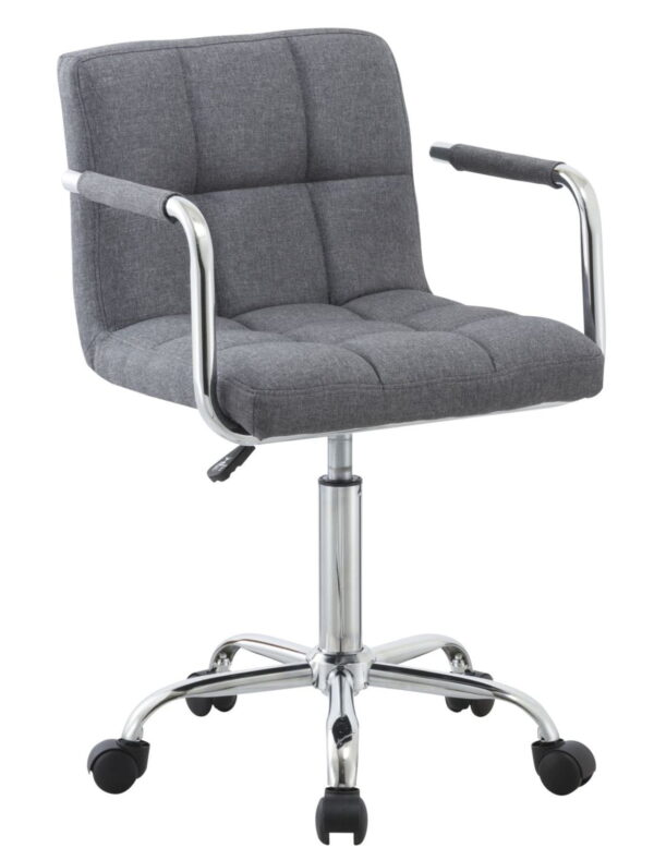 Norway – Fotel biurowy (szary materiał), krzesło obrotowe z regulacją.