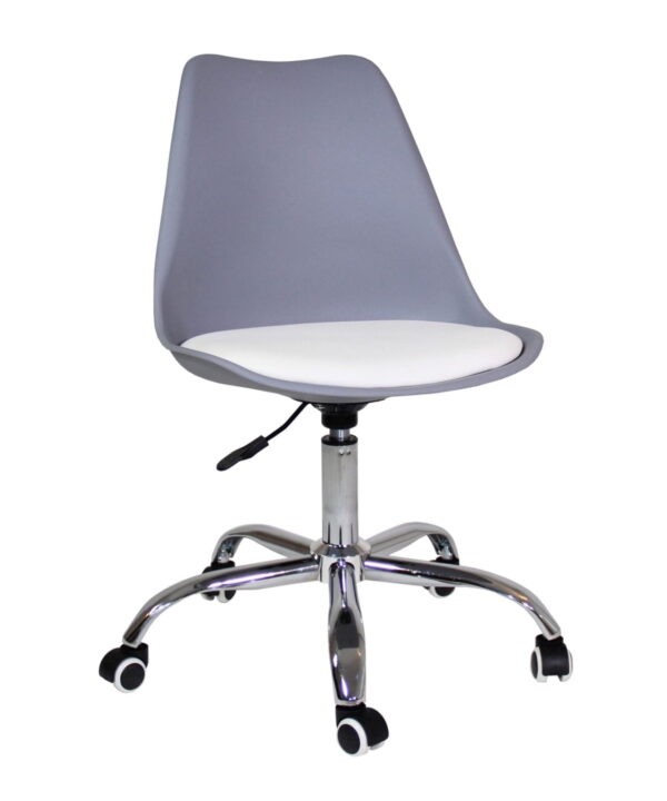 Silky – Krzesło obrotowe (szary + biała poduszka), krzesło biurowe, obrotowe
