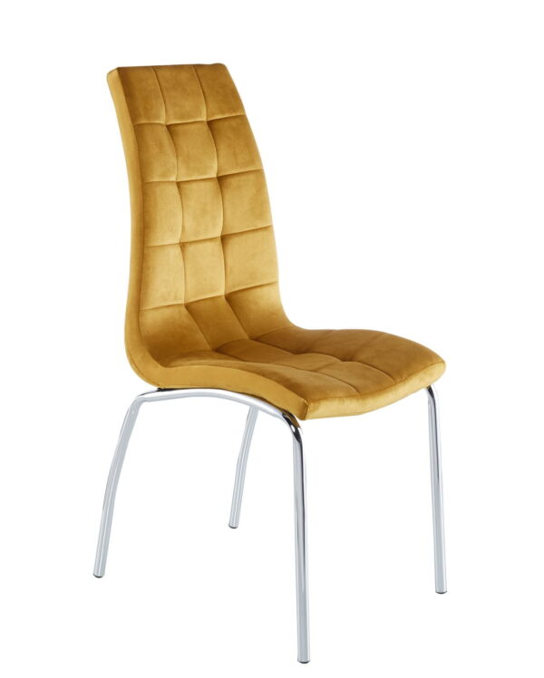 Marlon – Krzesło tapicerowane do jadalni/salonu, Velvet/Welur – Curry