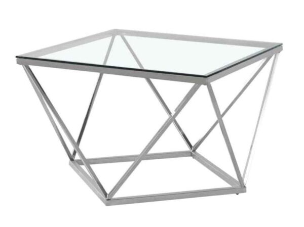 Ława geometryczna ze szklanym blatem nowoczesny stolik do salonu