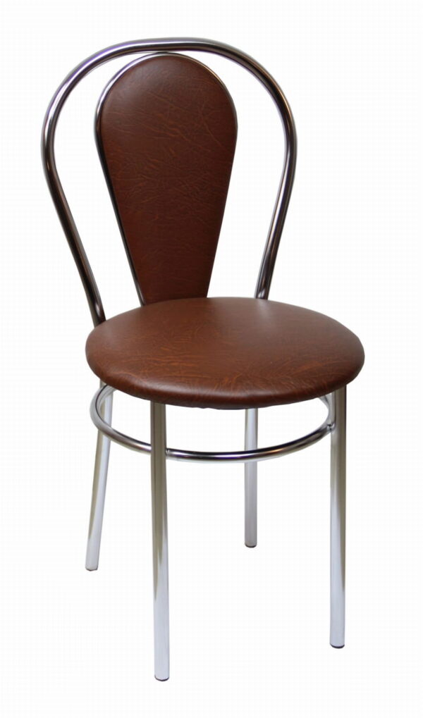 Krzesło do kuchni Tulipan PLUS (eco, ciemny brąz) ekoskóra + chrom