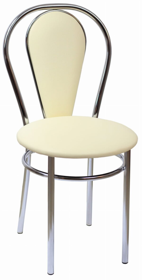 Krzesło do kuchni Tulipan PLUS (eco, beż) ekoskóra + chrom