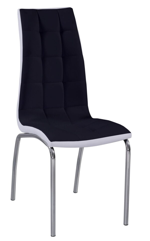 Yummy – Krzesło do jadalni (czarny/biały), krzesło, nogi chrom, ekoskóra