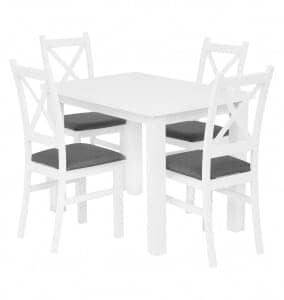 Zestaw Kuchenny – Stól i 4 krzesła do kuchni – prowansalski zestaw Monte Carlo (biel)