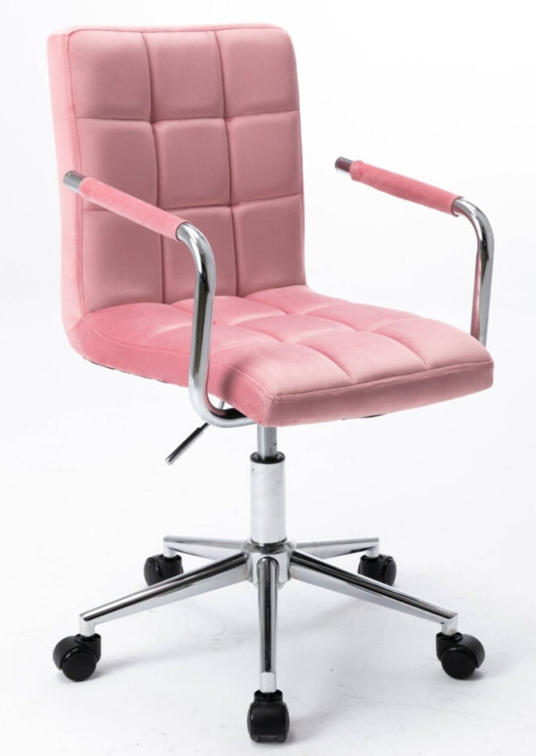 Fotel obrotowy NORWAY 2 Velvet (różowy), krzesło obrotowe z regulacją