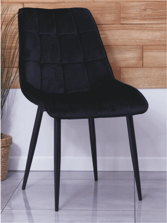 Krzesło CHICCO welur/velvet do jadalni – plamoodporne – czarne