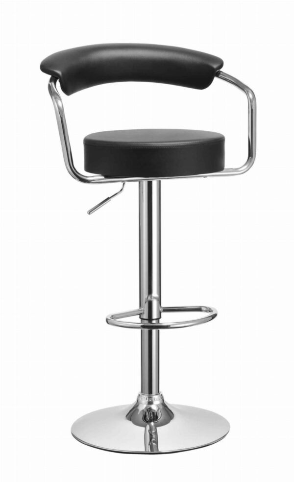 Nastri 80 – Hoker do kuchni/salonu, czarna ekoskóra + Chrom