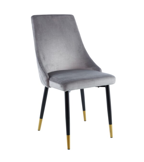 Goldie – Krzesło tapicerowane do jadalni/salonu, Velvet/Welur – szary
