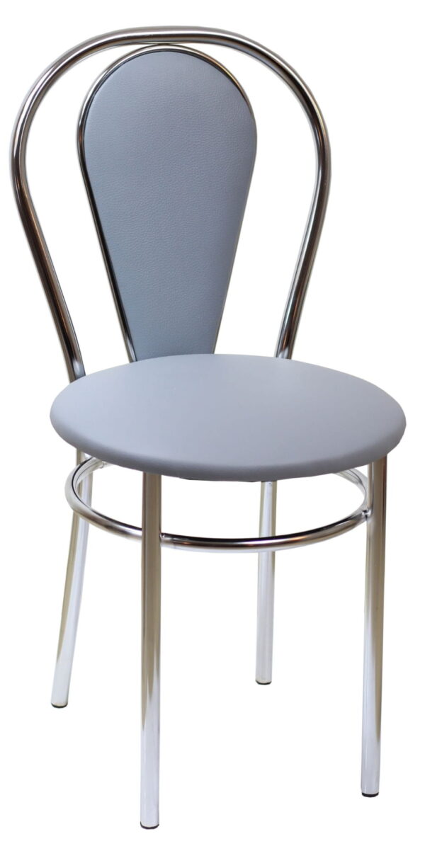Krzesło do kuchni Tulipan PLUS (eco, szary) ekoskóra + chrom