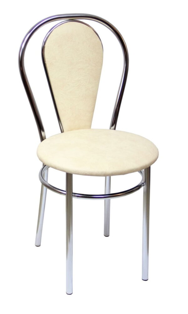 Krzesło do kuchni Tulipan PLUS (beż) ekoskóra + chrom