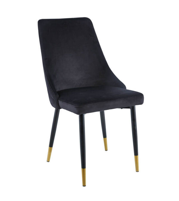 Goldie – Krzesło tapicerowane do jadalni/salonu, Velvet/Welur – czarne
