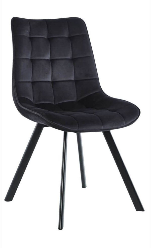Czarne krzesło do salonu jadalni tapicerowane czarne